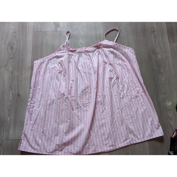 Lands End Pink White Striped Sleeveless Top Smocked Neckline Adj Straps Size 2X - Picture 3 of 6